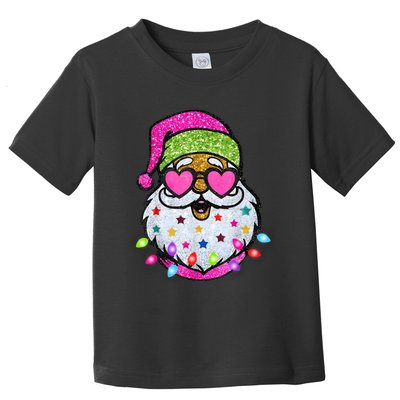 Cute Santa With Sunglasses Bling Bling Funny Christmas Toddler T-Shirt