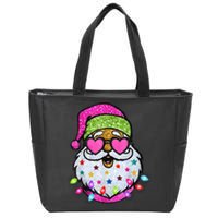 Cute Santa With Sunglasses Bling Bling Funny Christmas Zip Tote Bag