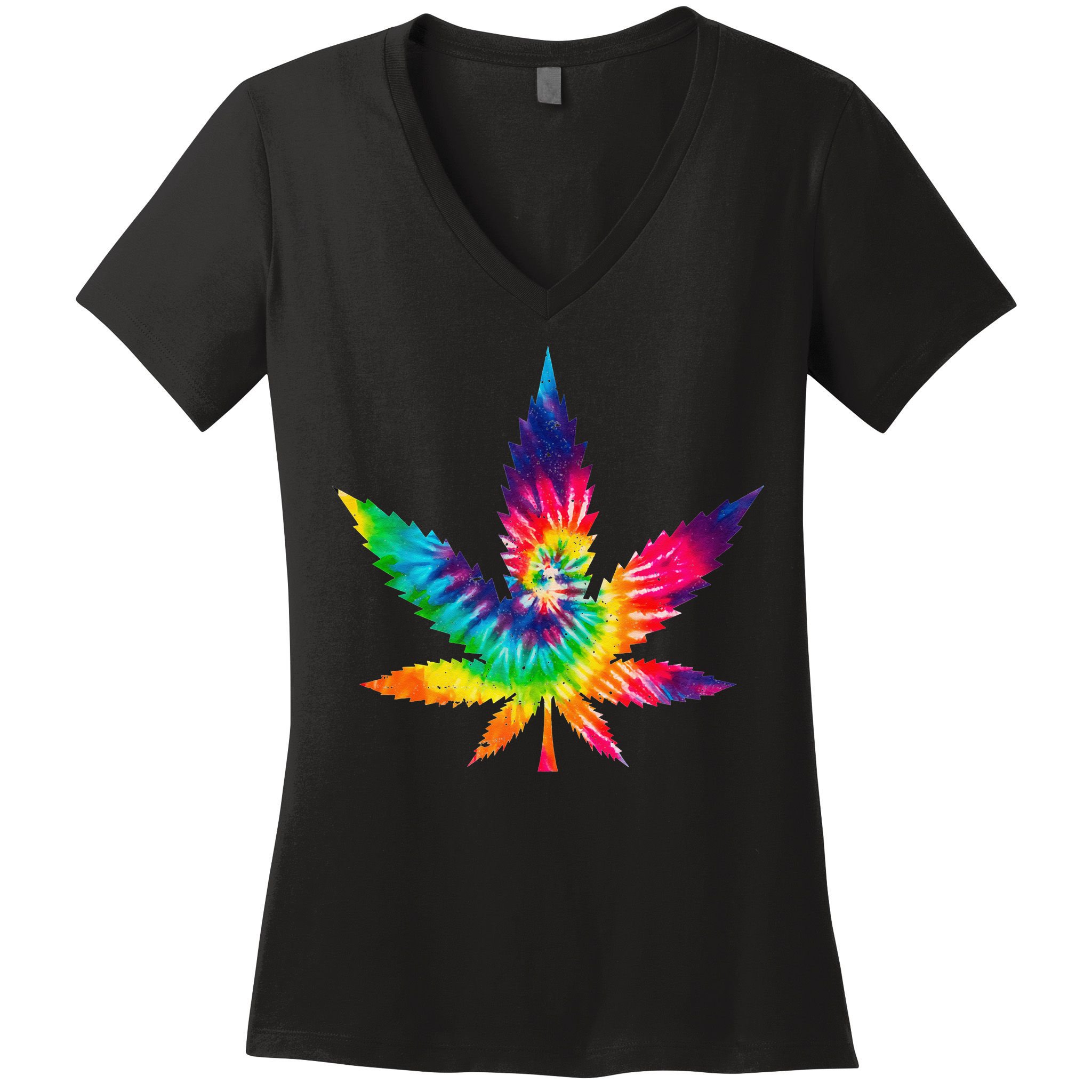 Cannabis Smoke Weed Tie Dye Hippie 420 Marijuana Stoner Tank Top Women's V-Neck T-Shirt