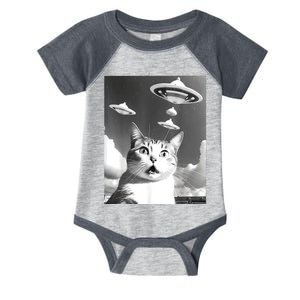 Cat Selfie With Alien UFO Spaceship Funny Cat Lovers Infant Baby Jersey Bodysuit