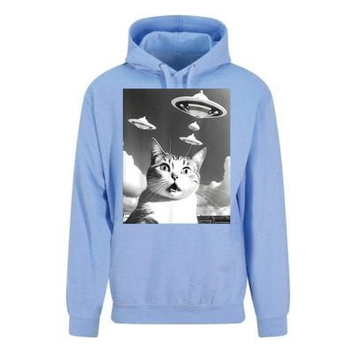 Cat Selfie With Alien UFO Spaceship Funny Cat Lovers Unisex Surf Hoodie