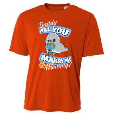 Cute Seal Wedding Offer Daddy Will You Marry My Mommy Gift Cooling Performance Crew T-Shirt