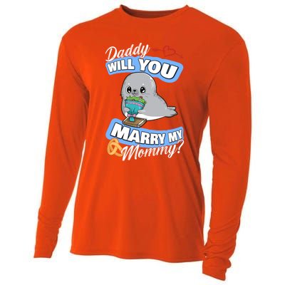 Cute Seal Wedding Offer Daddy Will You Marry My Mommy Gift Cooling Performance Long Sleeve Crew