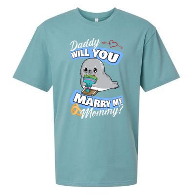 Cute Seal Wedding Offer Daddy Will You Marry My Mommy Gift Sueded Cloud Jersey T-Shirt