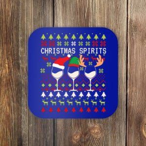 Christmas Spirits Wine Glasses Xmas Ugly Christmas Gift Coaster