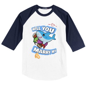 Cute Shark Wedding Offer Mommy Will You Marry My Daddy Gift Baseball Sleeve Shirt