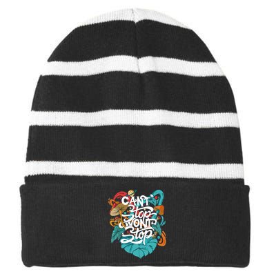 Can't Stop Won't Stop Striped Beanie with Solid Band