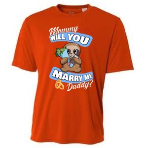 Cute Sloth Wedding Offer Mommy Will You Marry My Daddy Cool Gift Cooling Performance Crew T-Shirt