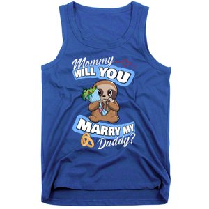 Cute Sloth Wedding Offer Mommy Will You Marry My Daddy Cool Gift Tank Top