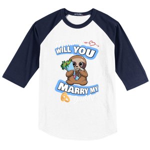 Cute Sloth Wedding Offer Mommy Will You Marry My Daddy Cool Gift Baseball Sleeve Shirt