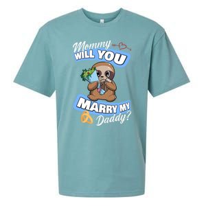 Cute Sloth Wedding Offer Mommy Will You Marry My Daddy Cool Gift Sueded Cloud Jersey T-Shirt