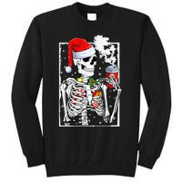 Christmas Skeleton With Smiling Skull Drinking Coffee Latte  Sweatshirt