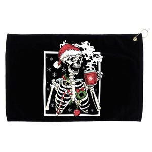 Christmas Skeleton With Smiling Skull Ing Coffee Latte Funny Gift Grommeted Golf Towel