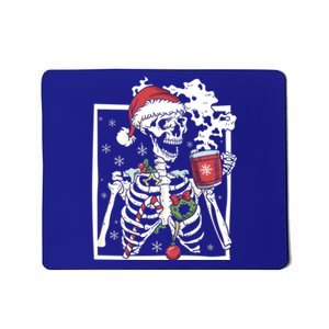 Christmas Skeleton With Smiling Skull Ing Coffee Latte Funny Gift Mousepad