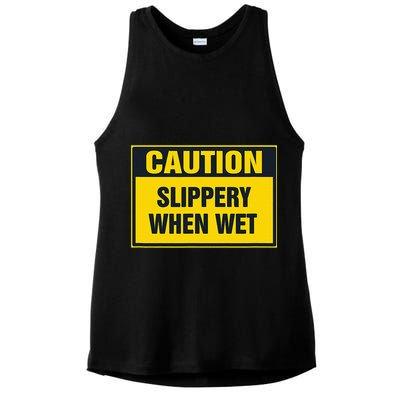 Caution Slippery When Wet Ladies PosiCharge Tri-Blend Wicking Tank