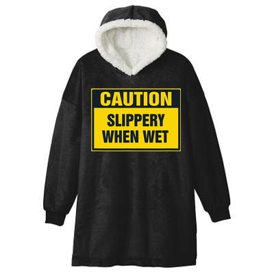 Caution Slippery When Wet Hooded Wearable Blanket