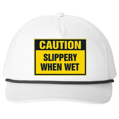 Caution Slippery When Wet Snapback Five-Panel Rope Hat