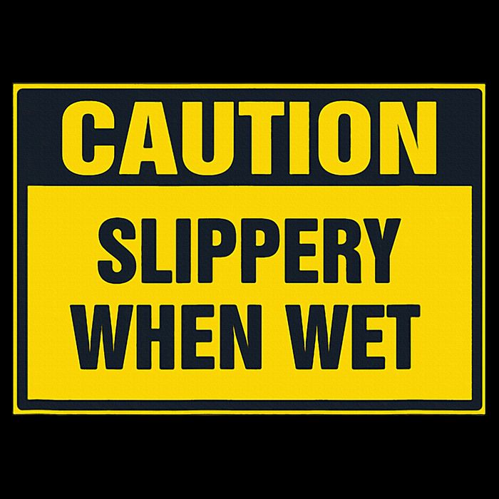Caution Slippery When Wet Drawstring Bag