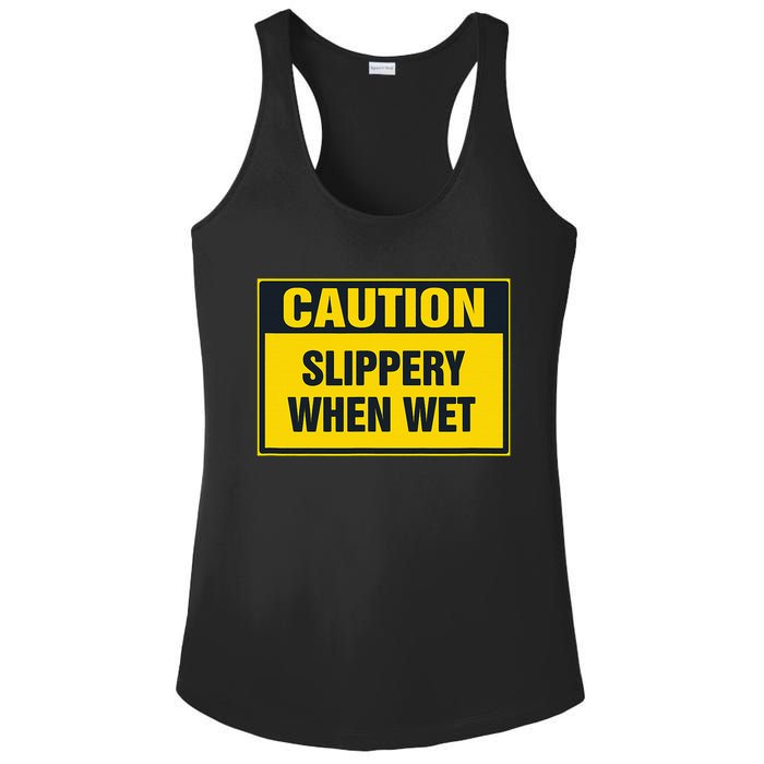 Caution Slippery When Wet Ladies PosiCharge Competitor Racerback Tank