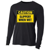 Caution Slippery When Wet Cooling Performance Long Sleeve Crew