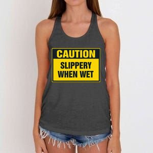 Caution Slippery When Wet Women's Knotted Racerback Tank