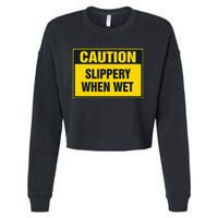 Caution Slippery When Wet Cropped Pullover Crew