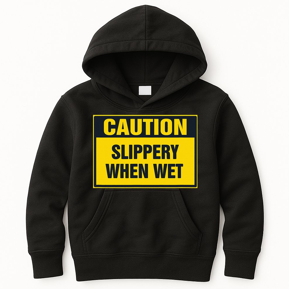 Caution Slippery When Wet Kids Hoodie