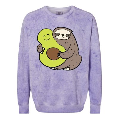 Cute Sloth With Avocado Vegan Cute Sloth Avocado Gift Colorblast Crewneck Sweatshirt