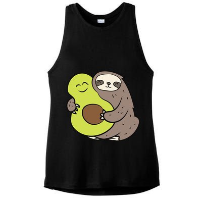 Cute Sloth With Avocado Vegan Cute Sloth Avocado Gift Ladies PosiCharge Tri-Blend Wicking Tank