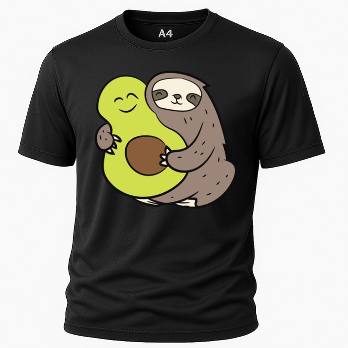 Cute Sloth With Avocado Vegan Cute Sloth Avocado Gift Cooling Performance Crew T-Shirt