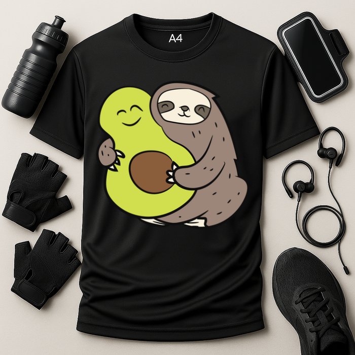 Cute Sloth With Avocado Vegan Cute Sloth Avocado Gift Cooling Performance Crew T-Shirt