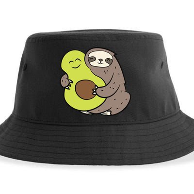 Cute Sloth With Avocado Vegan Cute Sloth Avocado Gift Sustainable Bucket Hat