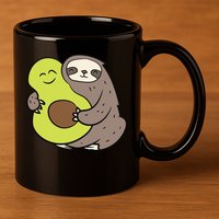 Cute Sloth With Avocado Vegan Cute Sloth Avocado Gift 11oz C Handle Ceramic Mug