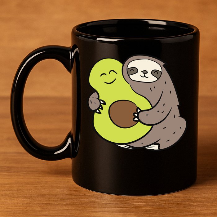 Cute Sloth With Avocado Vegan Cute Sloth Avocado Gift 11oz C Handle Ceramic Mug