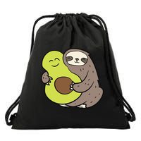 Cute Sloth With Avocado Vegan Cute Sloth Avocado Gift Drawstring Bag