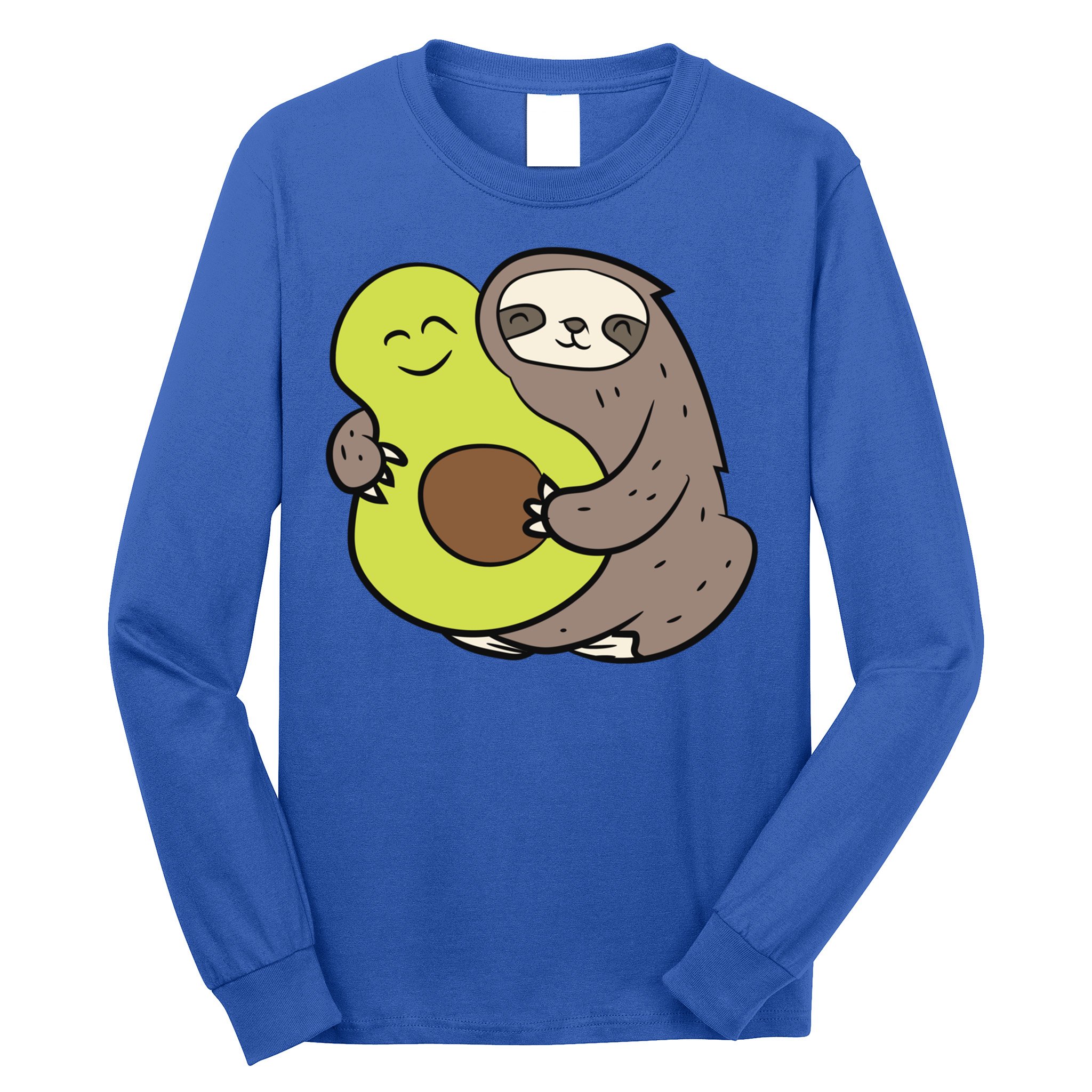 Cute Sloth With Avocado Vegan Cute Sloth Avocado Gift Long Sleeve Shirt