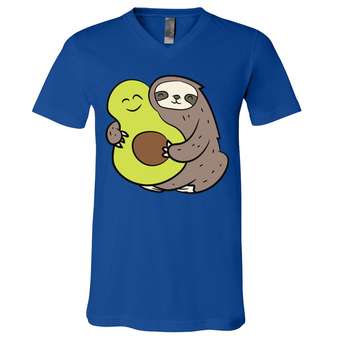 Cute Sloth With Avocado Vegan Cute Sloth Avocado Gift V-Neck T-Shirt