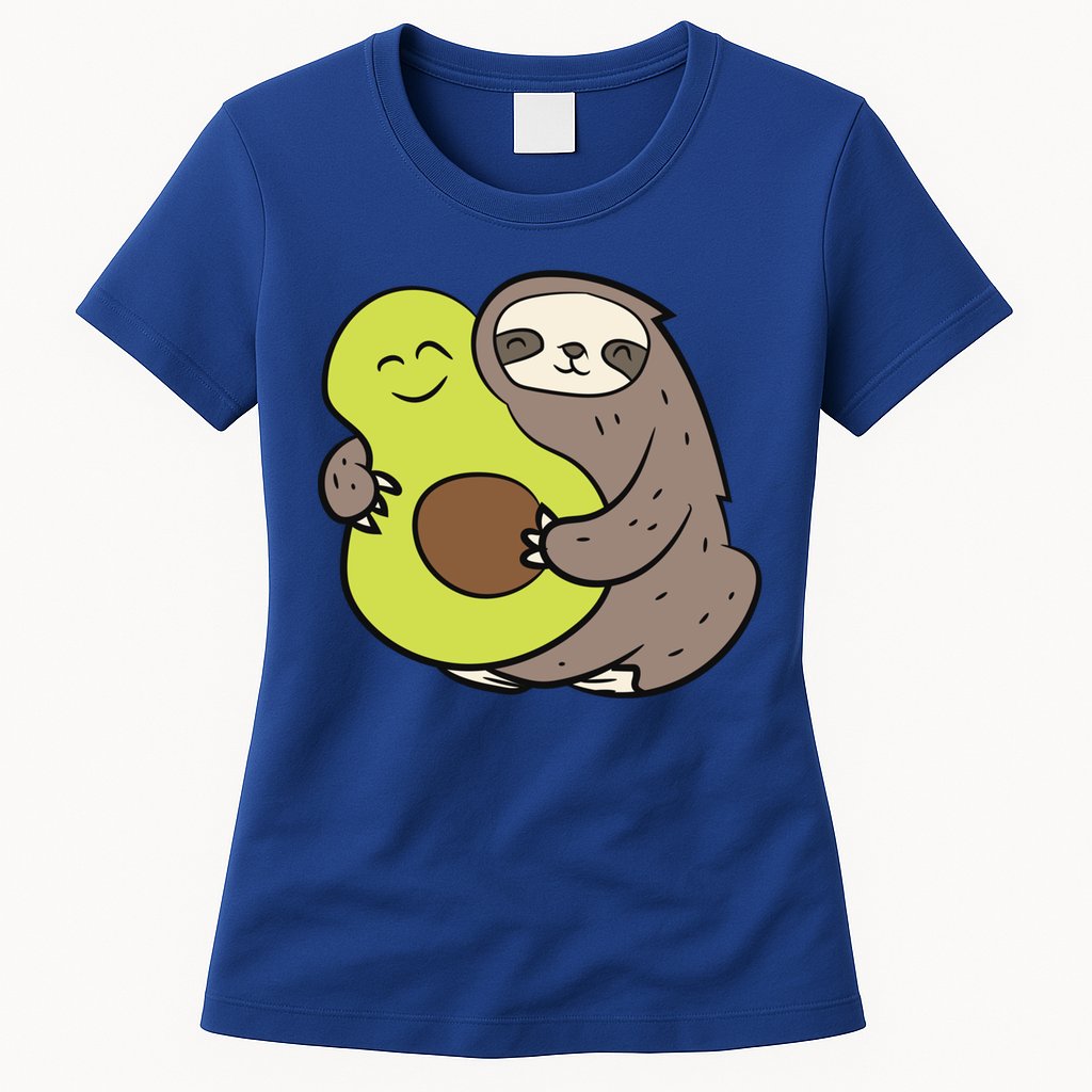 Cute Sloth With Avocado Vegan Cute Sloth Avocado Gift Womens T-Shirt