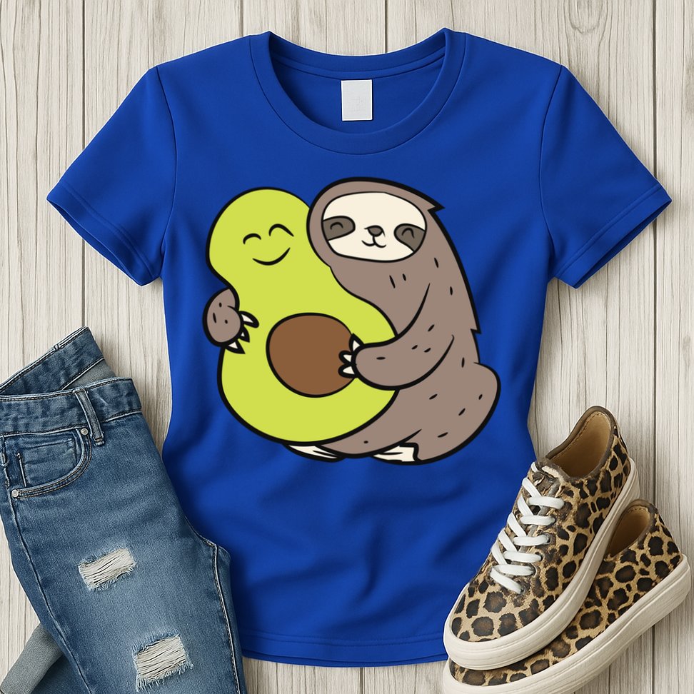Cute Sloth With Avocado Vegan Cute Sloth Avocado Gift Womens T-Shirt