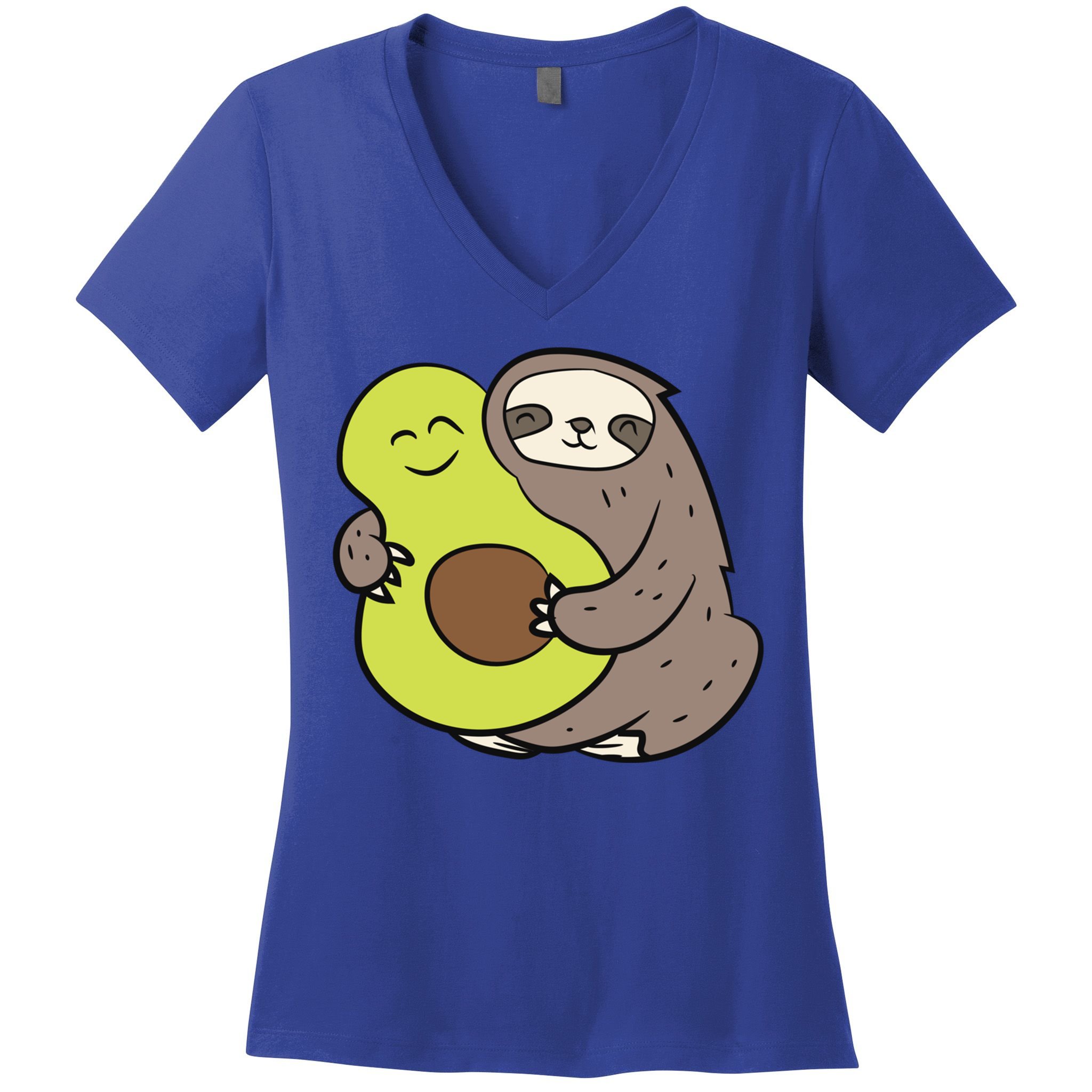 Cute Sloth With Avocado Vegan Cute Sloth Avocado Gift Women's V-Neck T-Shirt