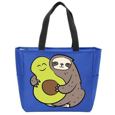 Cute Sloth With Avocado Vegan Cute Sloth Avocado Gift Zip Tote Bag