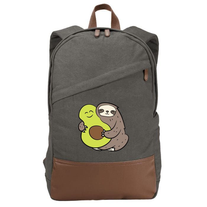 Cute Sloth With Avocado Vegan Cute Sloth Avocado Gift Cotton Canvas Backpack
