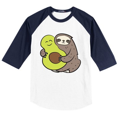 Cute Sloth With Avocado Vegan Cute Sloth Avocado Gift Baseball Sleeve Shirt