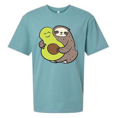 Cute Sloth With Avocado Vegan Cute Sloth Avocado Gift Sueded Cloud Jersey T-Shirt