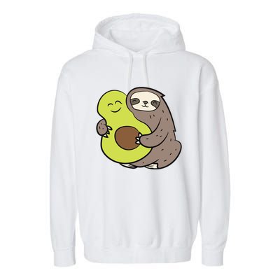 Cute Sloth With Avocado Vegan Cute Sloth Avocado Gift Garment-Dyed Fleece Hoodie