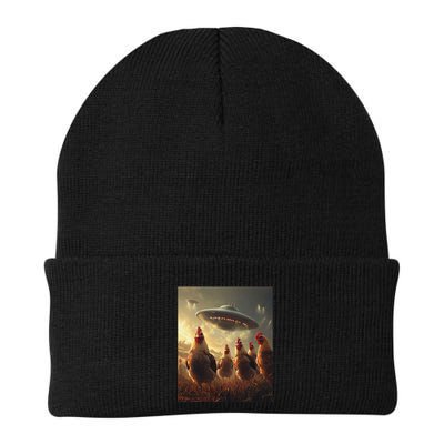 Chicken Selfie With Ufos Aliens Funny Knit Cap Winter Beanie