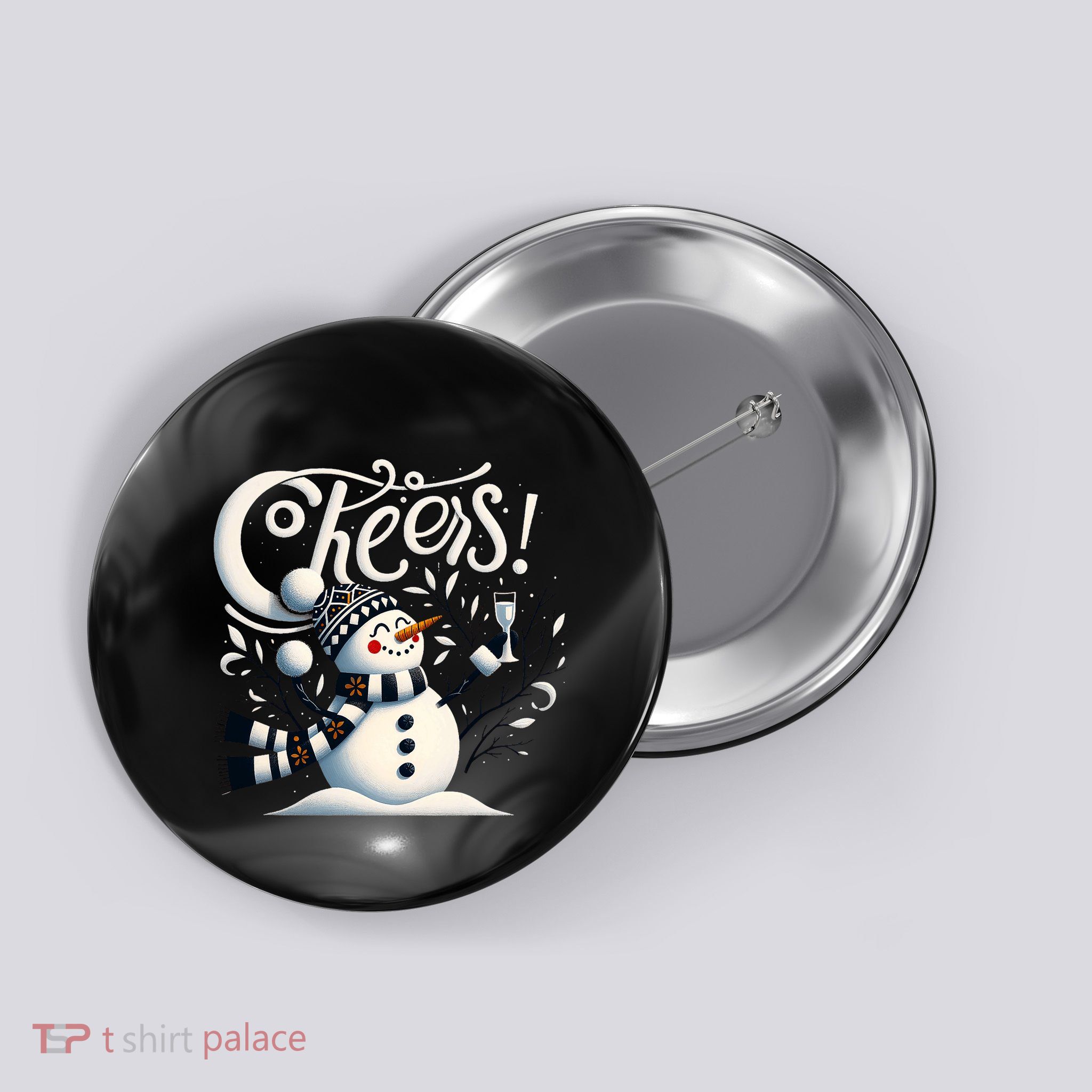 Cheers Snowman Wine Merry Christmas Wine Lover Button