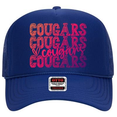 Cougars Spirit Wear Game Day School Mascot Sport Fan Team Gift High Crown Mesh Back Trucker Hat