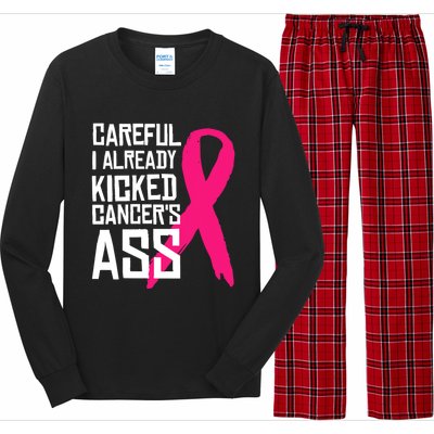 Careful Survivor Warrior Funny Breast Cancer Awareness Great Gift Long Sleeve Pajama Set