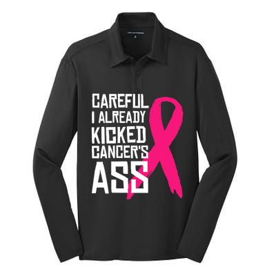 Careful Survivor Warrior Funny Breast Cancer Awareness Great Gift Silk Touch Performance Long Sleeve Polo